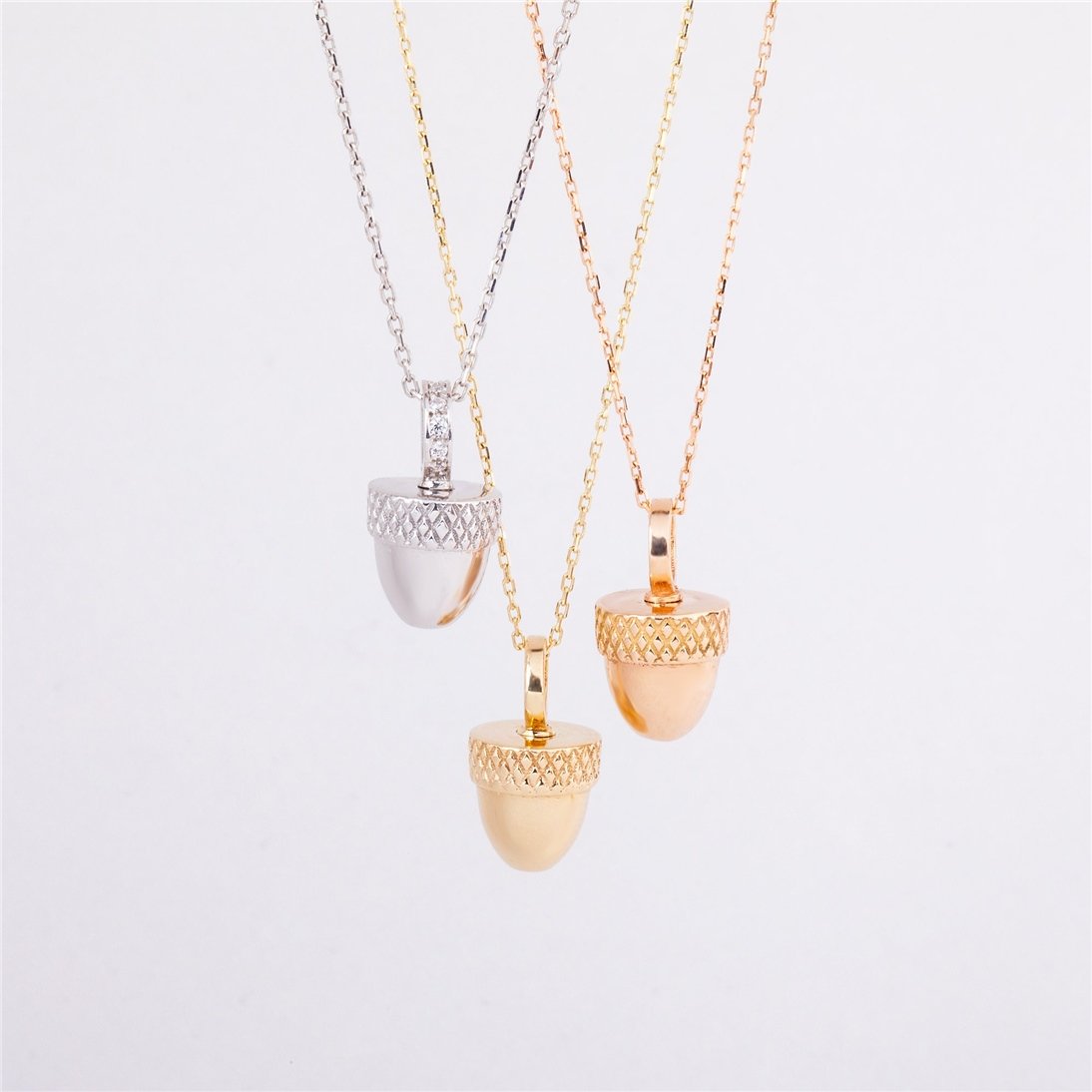 Goldstore-14K 18K Solid Gold Custom Acorn Nut Cremation Urn Necklace, Keepsake Memorial Pendant, Personalized Small Ash Holder, Funeral Necklace
