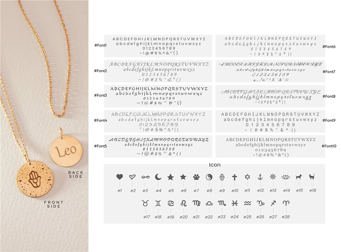 Goldstore-14K 18K Solid Gold Custom Aged Disc Necklace, Minimal Aged Initial & Symbol Disc Pendant, Vintage-Retro Look Handmade Jewelry, Gift For Her