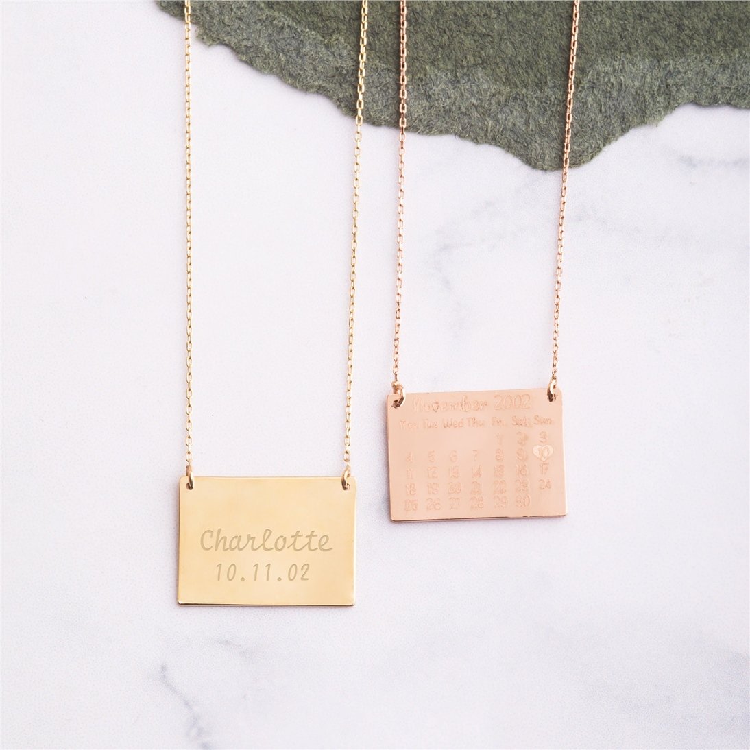 Goldstore-14k 18k Solid Gold Custom Calendar Necklace, Dainty Special Day Necklace, Cute Lovers Calendar Jewelry, Birthday Calendar, Best Gift For Her
