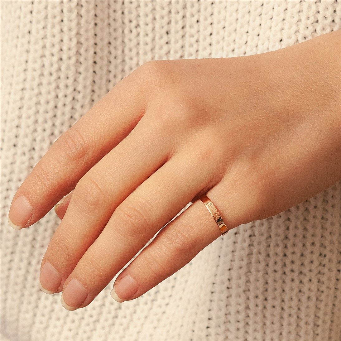 Goldstore-14k 18k Solid Gold Custom Coordinate Ring, 3 mm Gold Location Band, Actual Handwriting Wedding Band, Longitude Latitude Ring