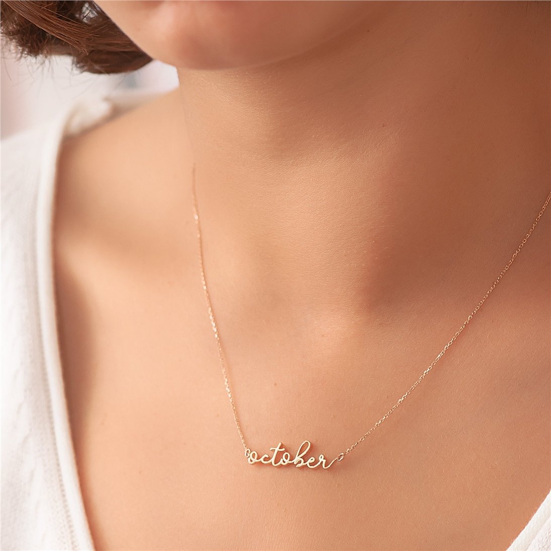 Goldstore-14k 18k Solid Gold Custom Handwriting Baby Name Necklace, Real Gold Minimal My Name Necklace, Dainty Gold Personalize Script Name Necklace