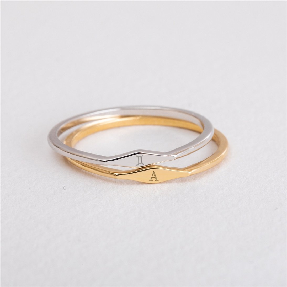 Goldstore-14k 18K Solid Gold Custom Initial Ring, Thin Band Personalized Ring, Cute Everyday Ring, Tiny Stylish Ring, Ring Lovers, Gift For Her