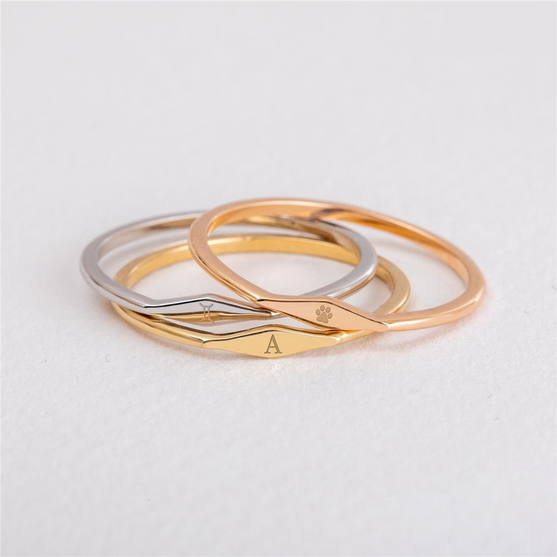 Goldstore-14k 18K Solid Gold Custom Initial Ring, Thin Band Personalized Ring, Cute Everyday Ring, Tiny Stylish Ring, Ring Lovers, Gift For Her
