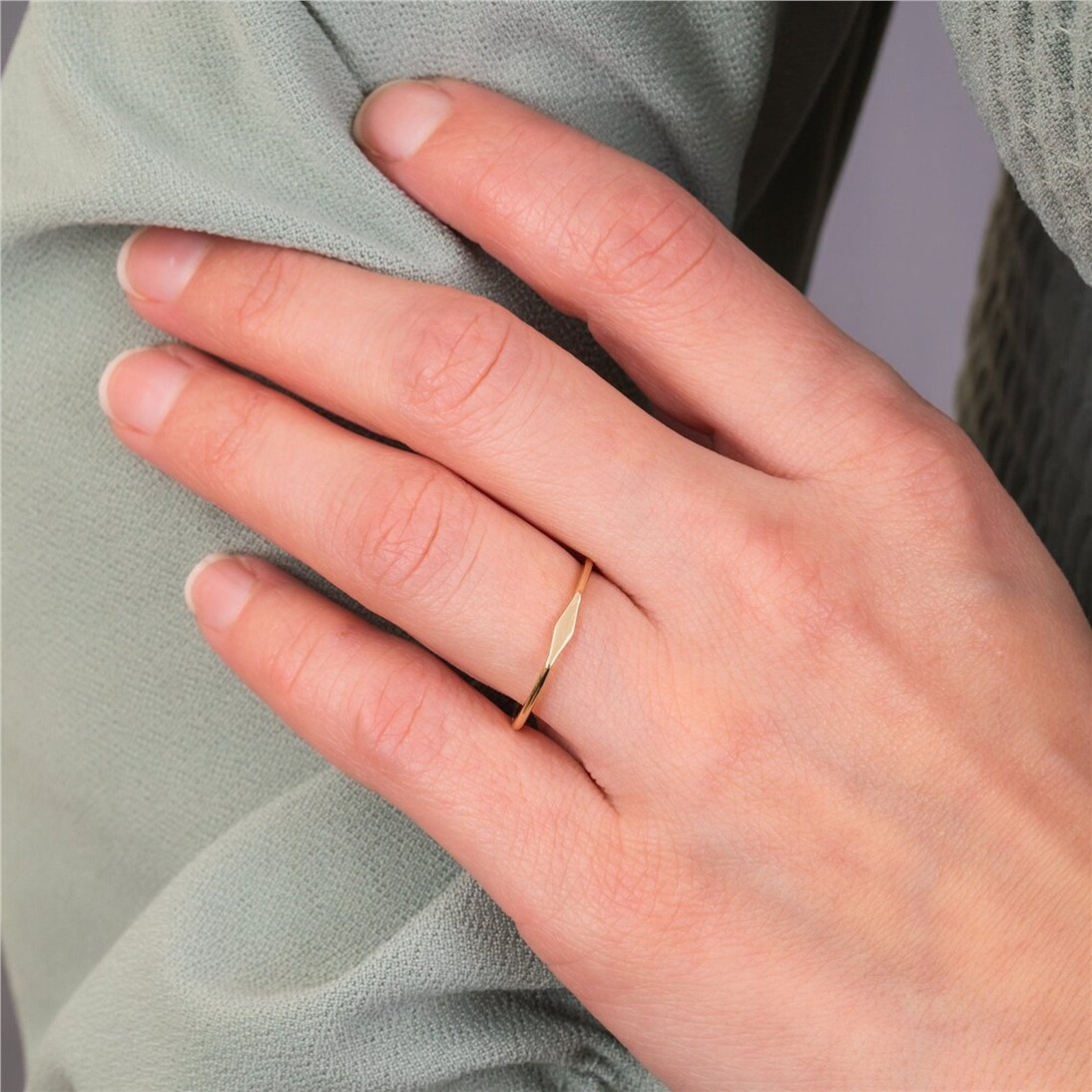 Goldstore-14k 18K Solid Gold Custom Initial Ring, Thin Band Personalized Ring, Cute Everyday Ring, Tiny Stylish Ring, Ring Lovers, Gift For Her