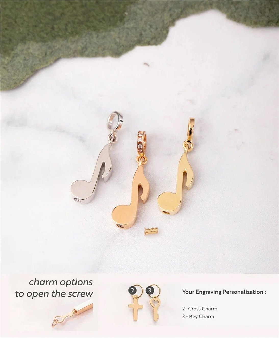 Goldstore-14K 18K Solid Gold Custom Music Note Urn Necklace, Memorial Musician Pendant, Musical Sign Cremation Jewelery, Keepsake Ash Holder Pendant