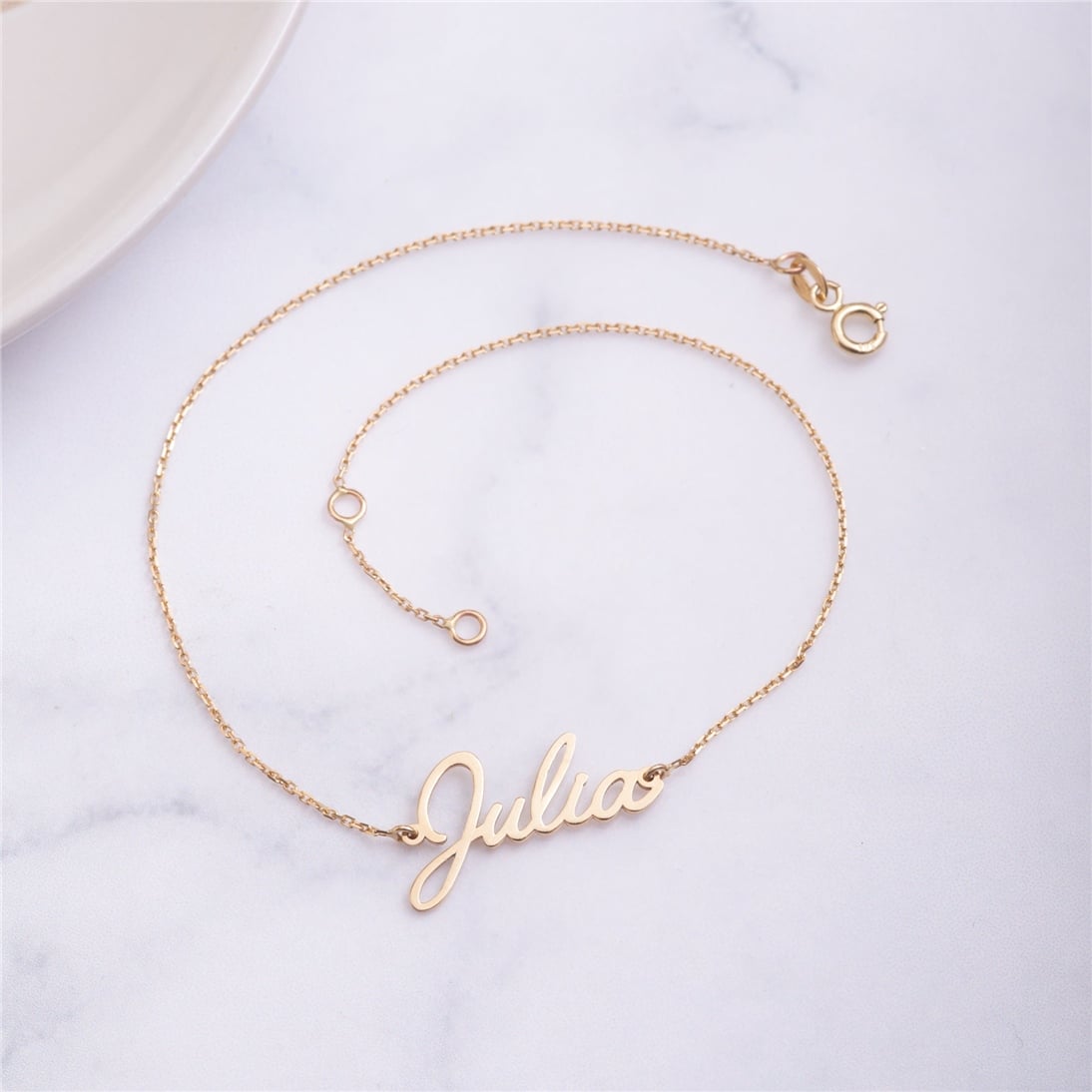 Goldstore-14k 18k Solid Gold Custom Name Anklet, Personlized Dainty Name Anklet, Customized Summer Jewelry, Stylish Foot Jewelry, Perfect Gift For Her