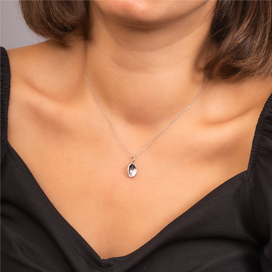 Goldstore-14K 18K Solid Gold Custom Protection Mirror Necklace, Dainty Curved Spiritual Pendant, Negative Energy Protector Pendant, Best Gift For Her