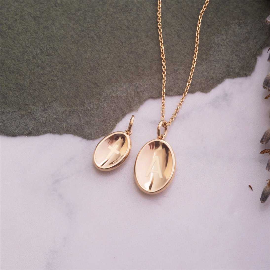 Goldstore-14K 18K Solid Gold Custom Protection Mirror Necklace, Dainty Curved Spiritual Pendant, Negative Energy Protector Pendant, Best Gift For Her