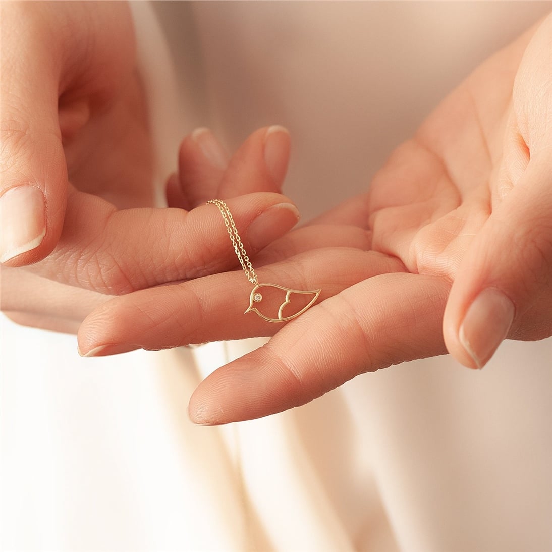 Goldstore-14k 18k Solid Gold Diamond Bird Necklace, Diamond Bird Pendant Necklace, Dainty Gold Bird Necklace, Tweety Necklace is a Great Gift For Her