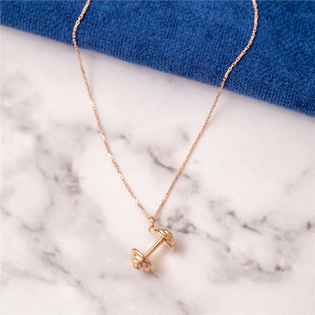 Goldstore-14k 18k Solid Gold Diamond Dumbbell Necklace, Barbell Dumbbell Charm Gold Necklace, Weightlifter Necklace, Bodybuilder Necklace Gift For Man