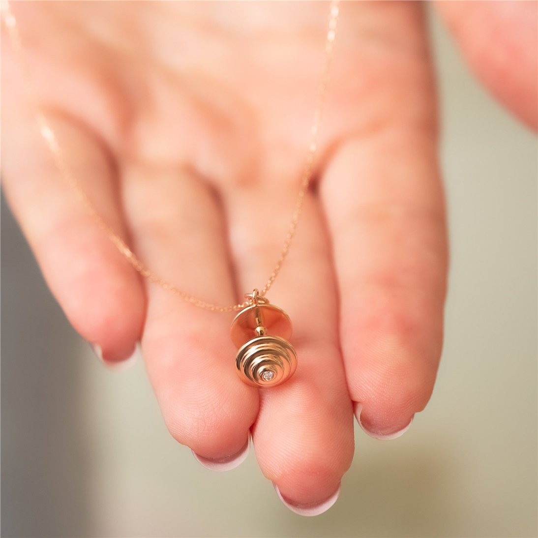 Goldstore-14k 18k Solid Gold Diamond Dumbbell Necklace, Barbell Dumbbell Charm Gold Necklace, Weightlifter Necklace, Bodybuilder Necklace Gift For Man