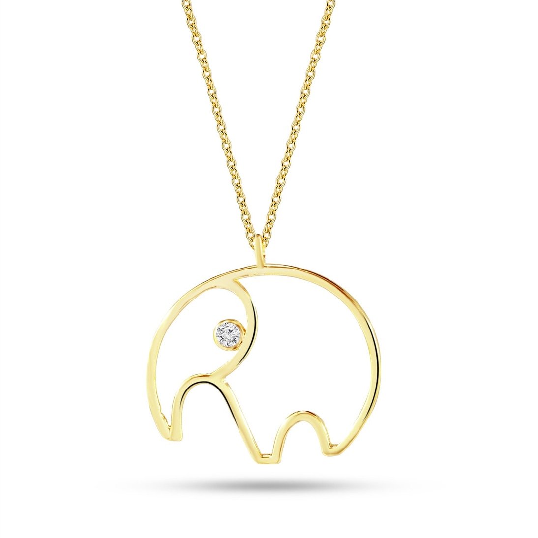 Goldstore-14k 18k Solid Gold Elephant Diamond Necklace, Diamond Elephant Pendant, Dainty Gold Animal Necklace. Diamond Necklace a great Gift For Her