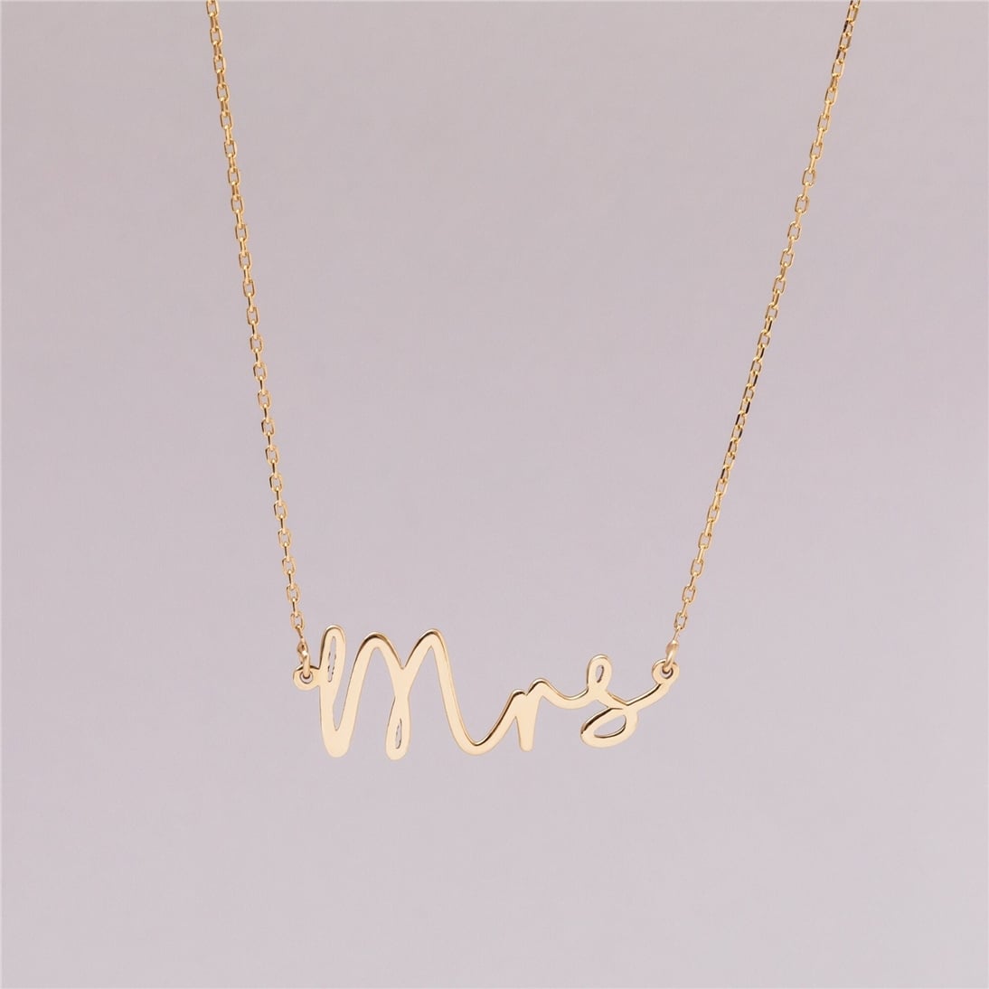 Goldstore-14k 18k Solid Gold Future Mrs Necklace, Just Married Minimalist Choker Necklace, Dainty Mrs Name Necklace Gift for Her, Bridal Shower Gift