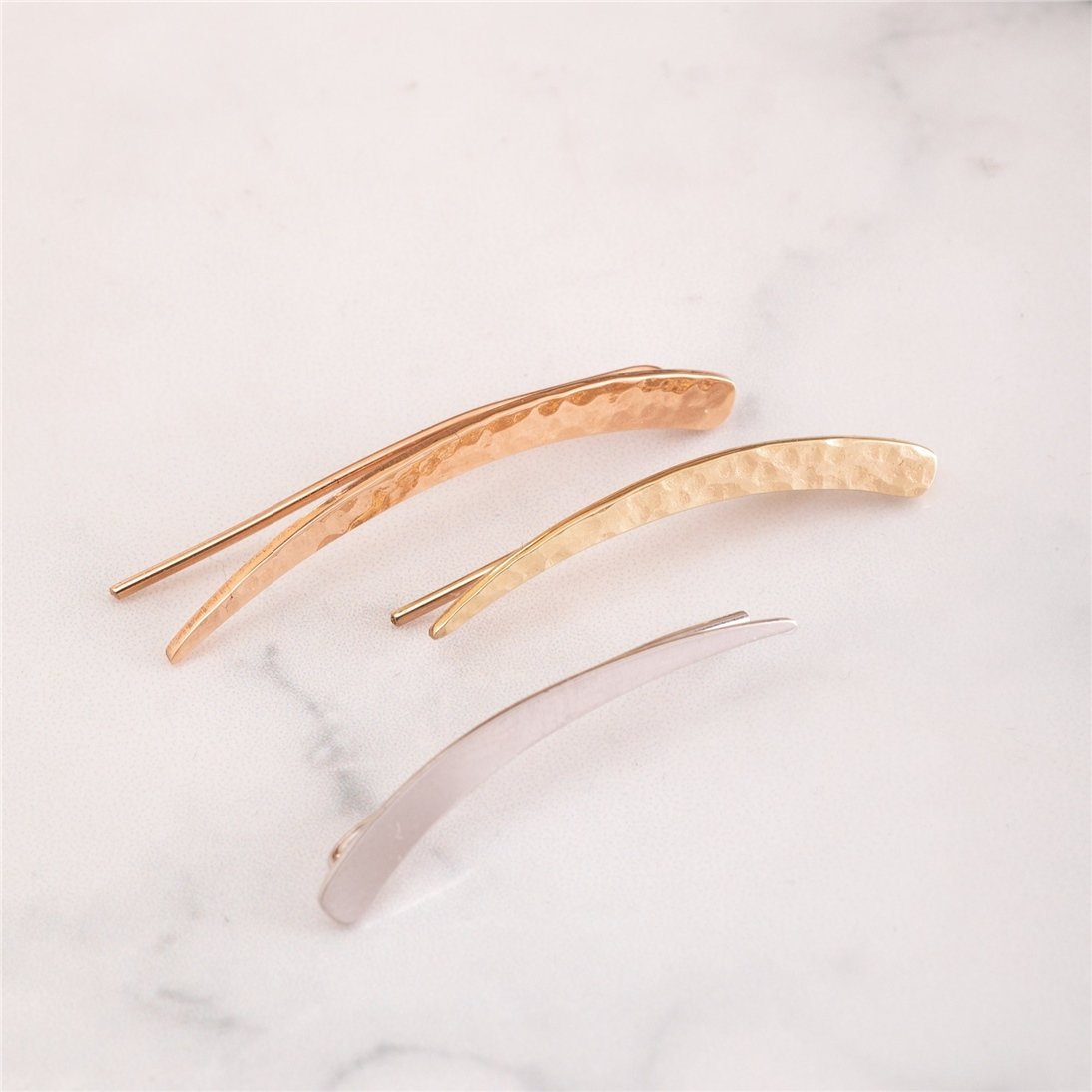 Goldstore-14K 18k Solid Gold Hammered Climber Earring, Arch Climber Earring, Hammered Long Ear Climber, Elegant Ear Sweep, Ear Climbers gift for Her