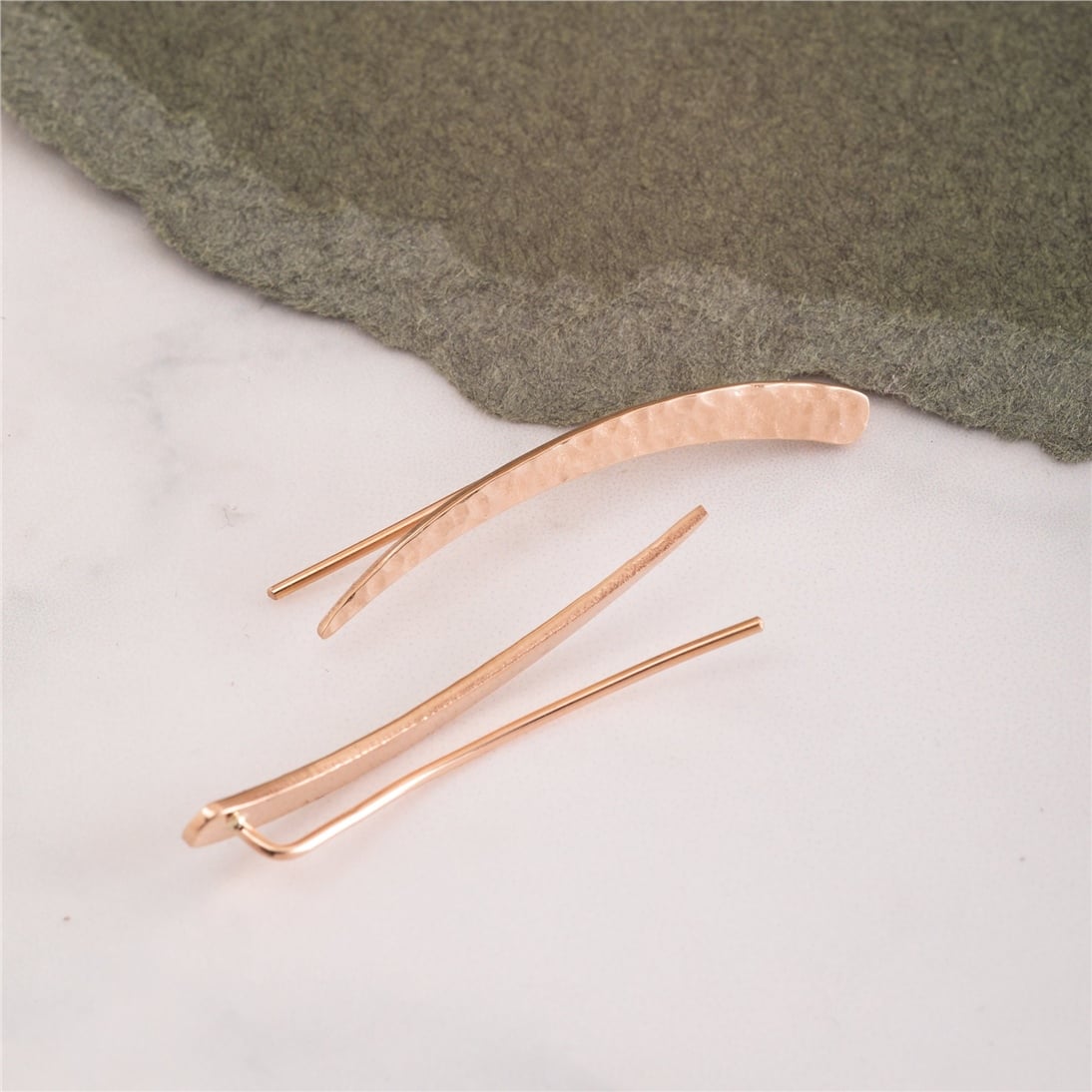 Goldstore-14K 18k Solid Gold Hammered Climber Earring, Arch Climber Earring, Hammered Long Ear Climber, Elegant Ear Sweep, Ear Climbers gift for Her