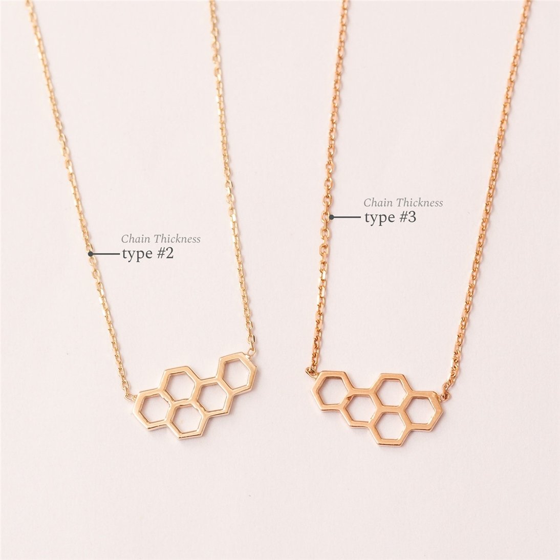 Goldstore-14K 18K Solid Gold Honeycomb Initial Necklace, Honeycomb Charm Necklace, Sideways Initial & Birthstone, Beehive Choker Necklace Gift for Her