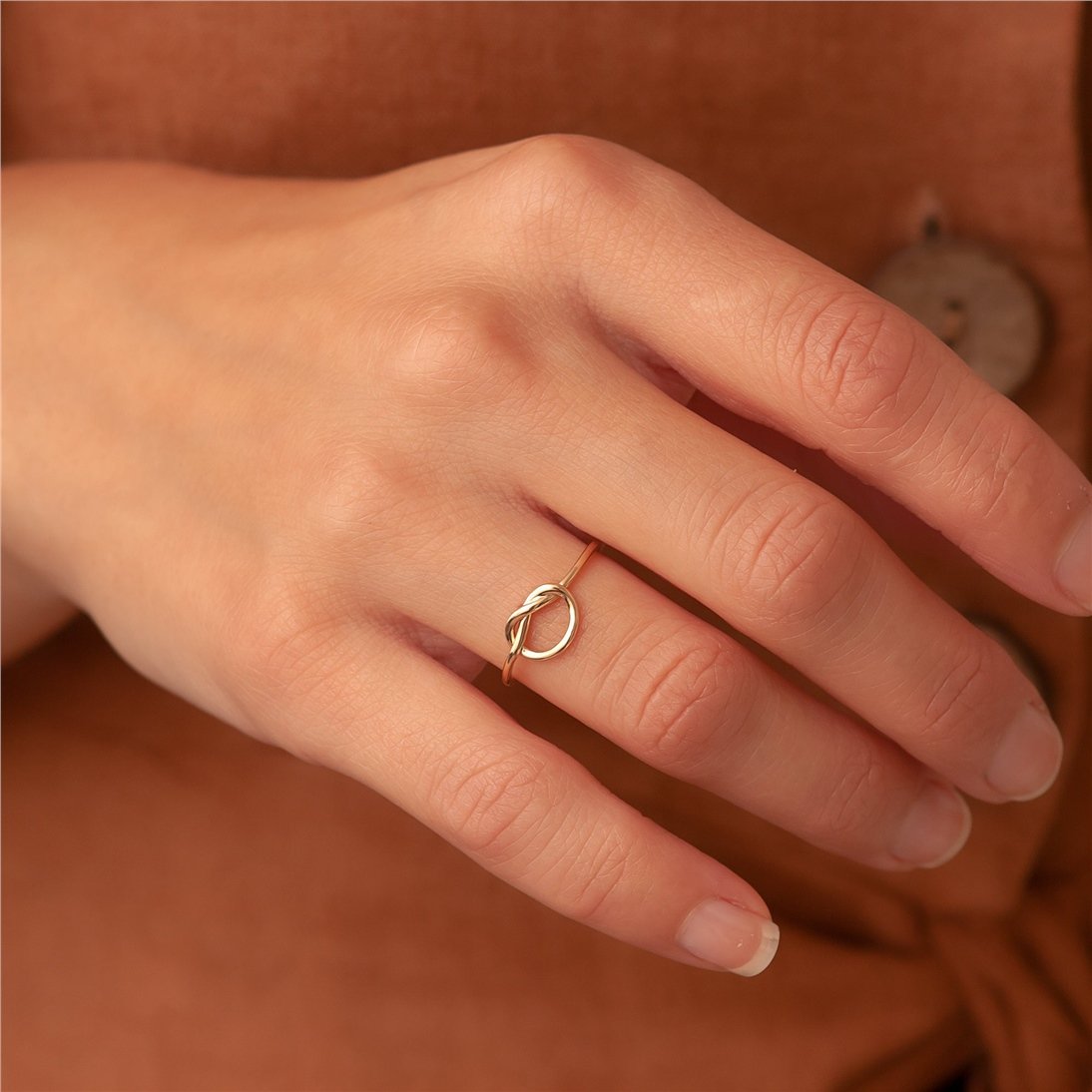 Goldstore-14k 18k Solid Gold Knot Ring, Dainty Promise Ring, Minimalist Infinity Ring, Mother & Sister Jewelery, Forever Unity Rings, Birdesmaid Gift