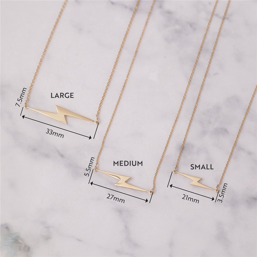 Goldstore-14k 18k Solid Gold Lightning Bolt Necklace, Gold Choker Dainty Sideways Lightning Necklace, Lightning Bolt Charm Necklace Great Gift For Her