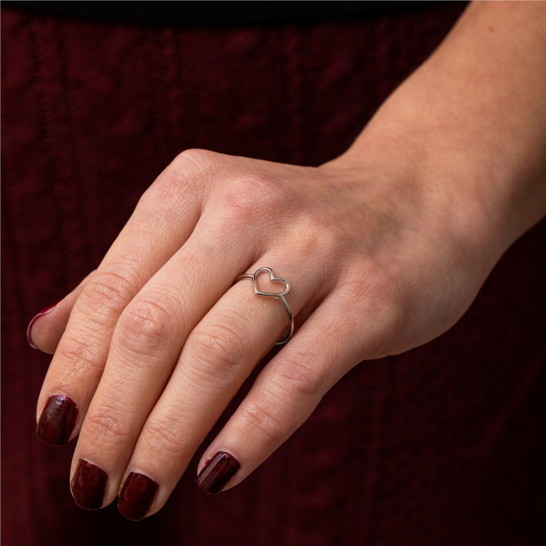 Goldstore-14k 18k Solid Gold Open Heart Ring, Dainty Heart Ring, Cute Everyday Ring, Thin Band Stylish Heart Ring, Love Ring, Perfect Gift For Her