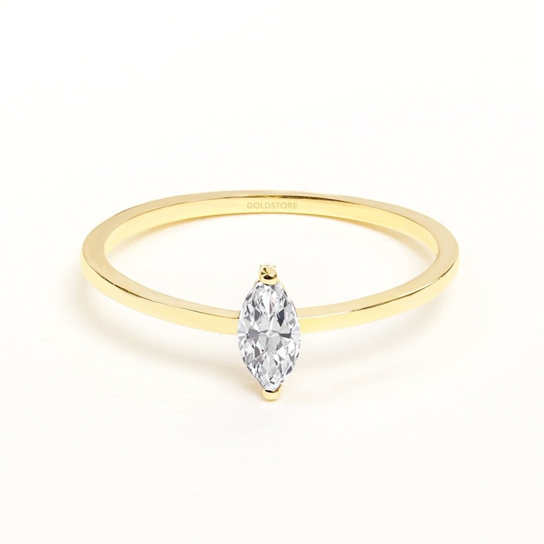 Goldstore-14K 18K Solid Gold Simple Marquise Cut Diamond Ring, Dainty Natural Marquise Diamond or Gemstones Ring is a Great Gift For Her