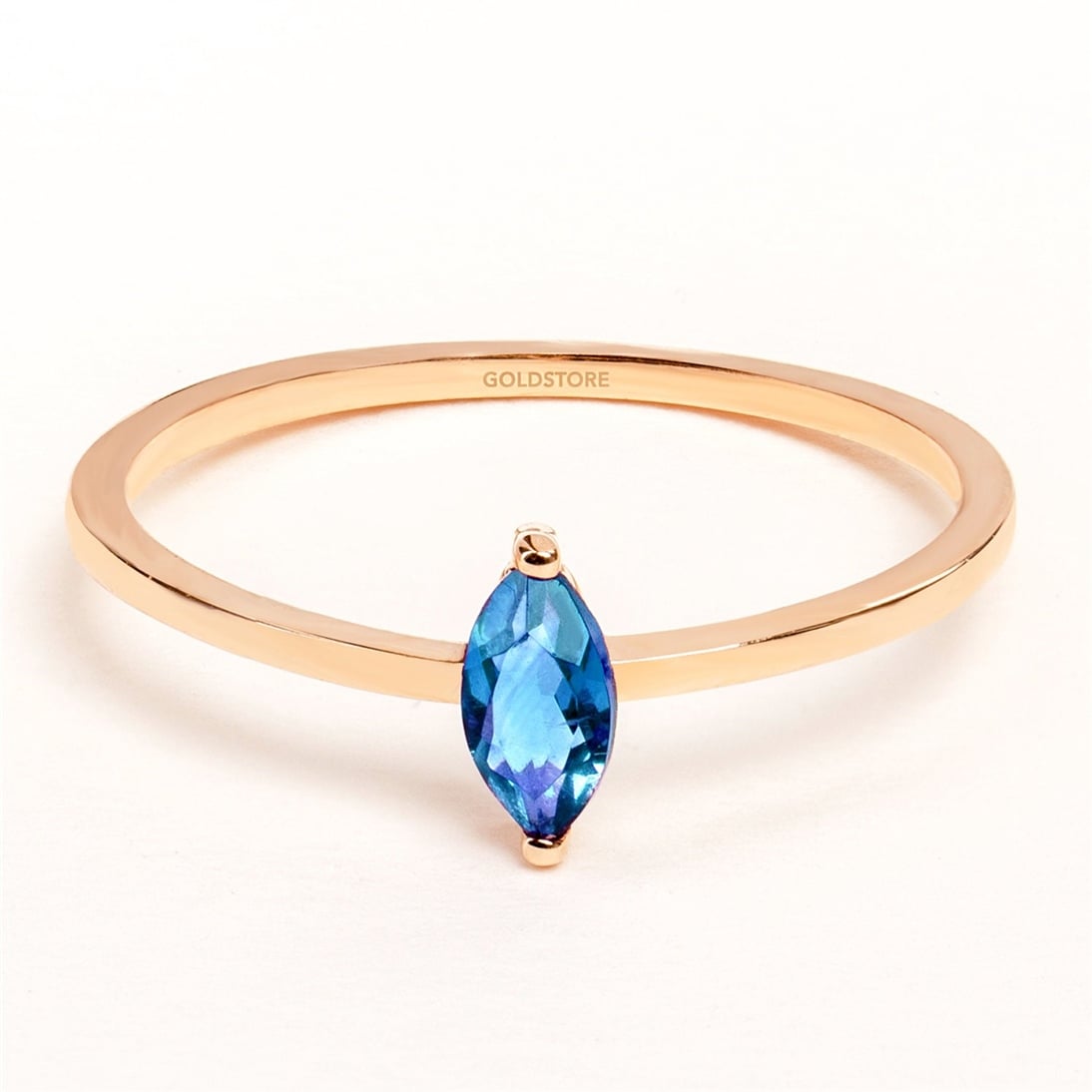 Goldstore-14K 18K Solid Gold Simple Marquise Ring, Dainty Natural Marquise Diamond or Gemstones Ring is a Great Gift For Her. Gift For Women