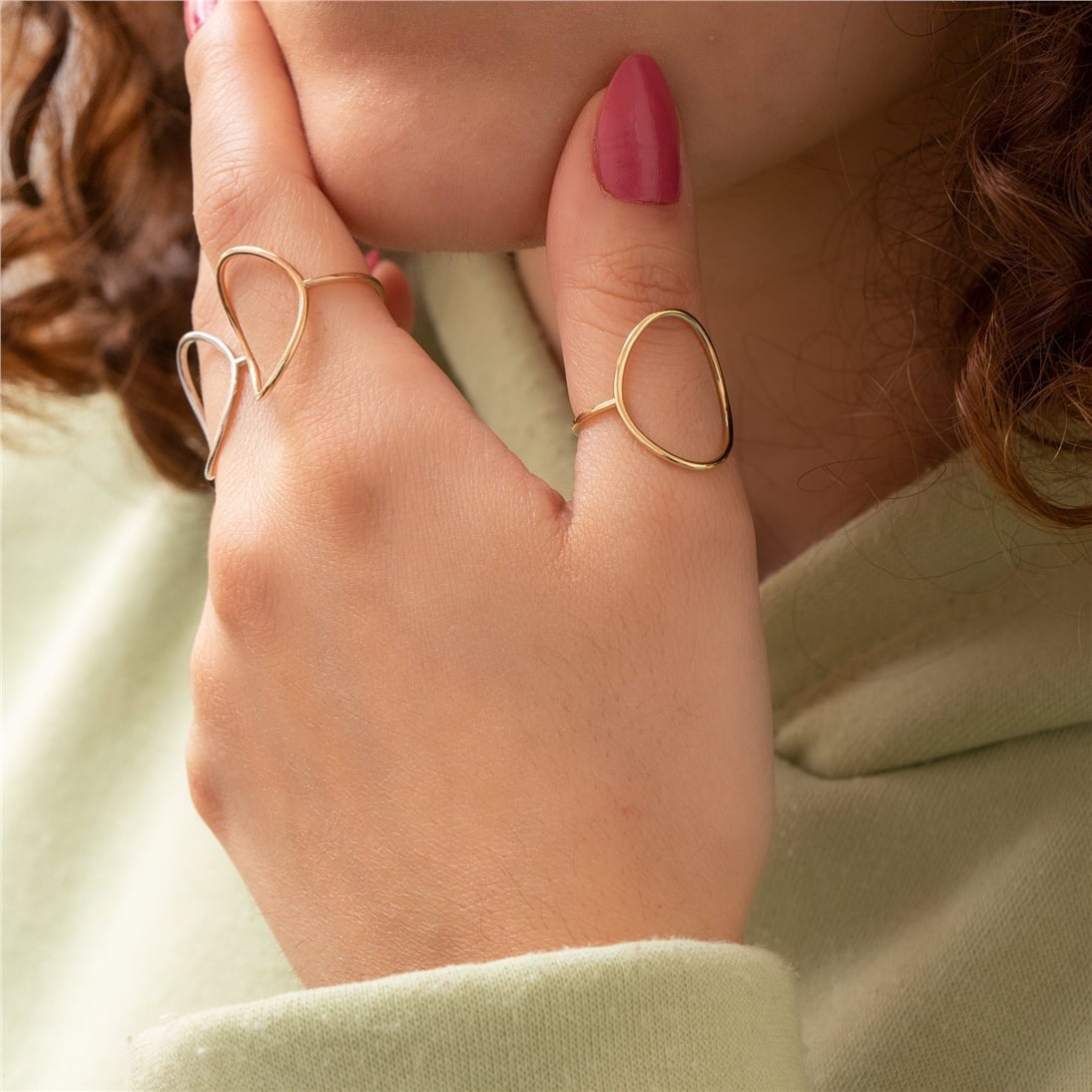 Goldstore-14K 18K Solid Gold Simple O Ring, Open Circle Ring, Dainty Oval Gold Ring, Stylish Big Circle Ring, Geometric Ring, Gift for Her