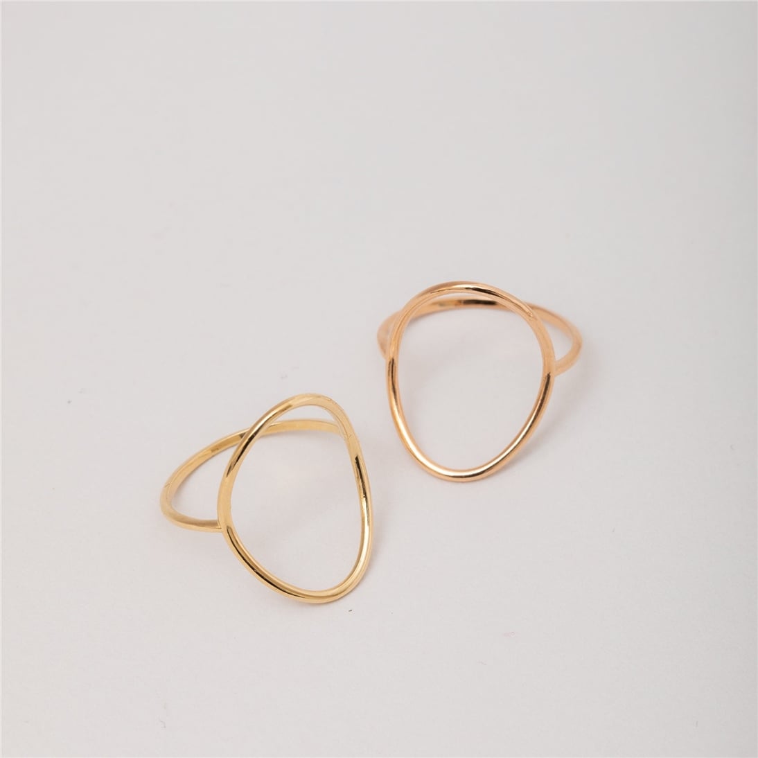 Goldstore-14K 18K Solid Gold Simple O Ring, Open Circle Ring, Dainty Oval Gold Ring, Stylish Big Circle Ring, Geometric Ring, Gift for Her