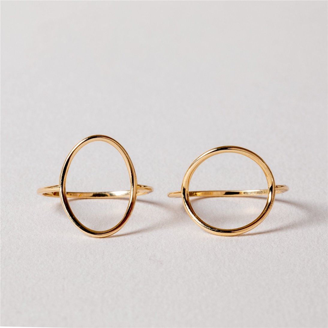 Goldstore-14K 18K Solid Gold Simple O Ring, Open Circle Ring, Dainty Oval Gold Ring, Stylish Big Circle Ring, Geometric Ring, Gift for Her