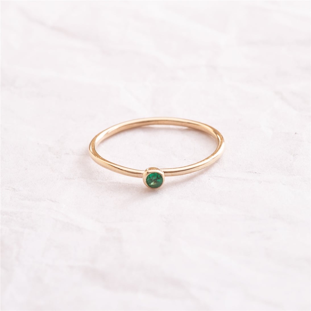 Goldstore-14K 18K Solid Gold Thin Birthstone Band Ring, Custom Smooth Band Ring, Single Double or Triple Tiny Stacking Ring, Cute Gold Knuckle Ring