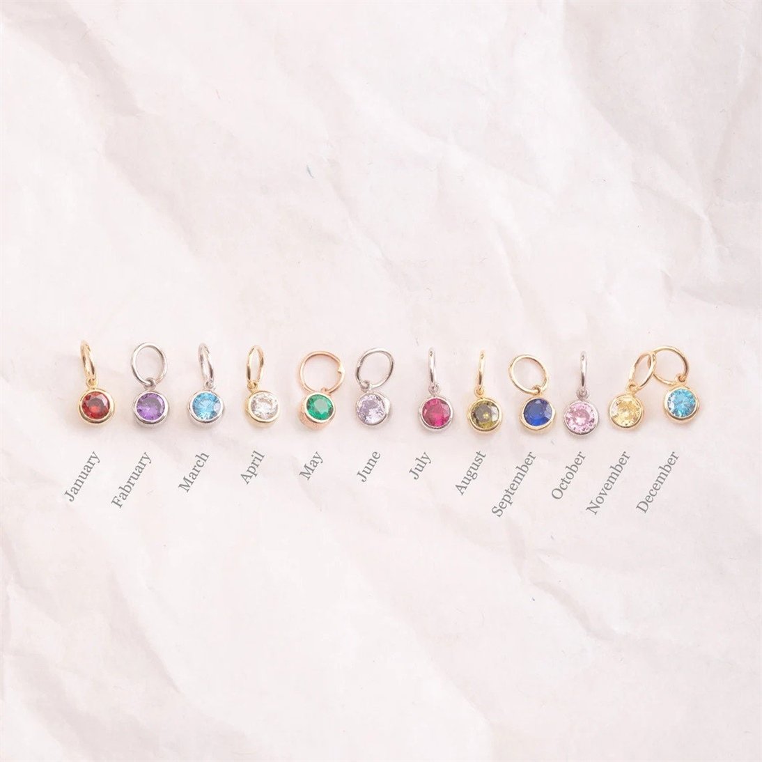 Goldstore-14K 18K Solid Gold Tiny Birthstone Anklet, Personalized Ankle Bracelet, Dainty Anklet, Dangle CZ Stone Birthstone Anklet, Mother's Day Gift