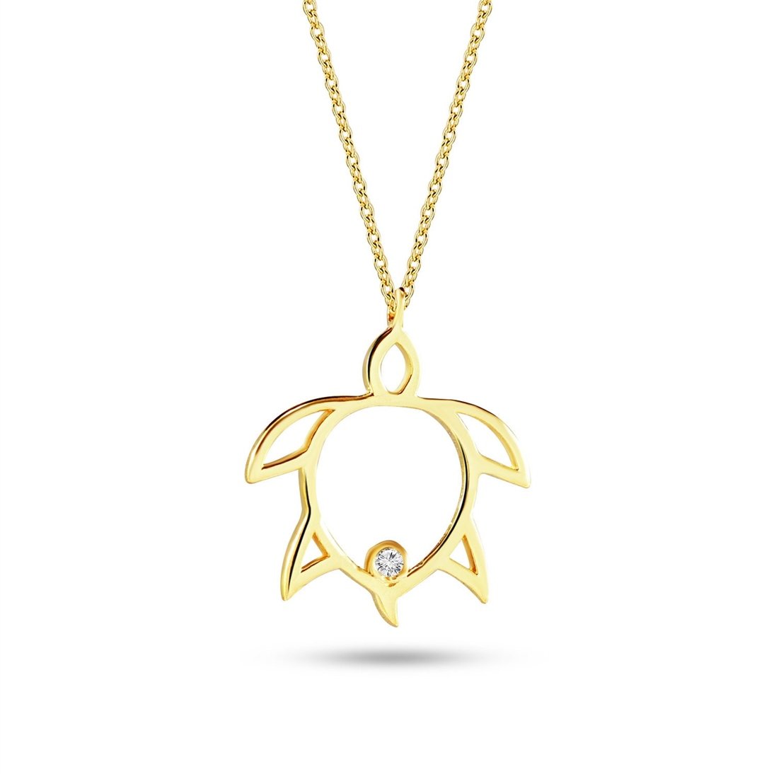 Goldstore-14k 18k Solid Gold Turtle Diamond Necklace, Diamond Turtle Pendant Necklace, Daint Turtle Lucky Necklace, Solid Gold Diamond Animal Necklace