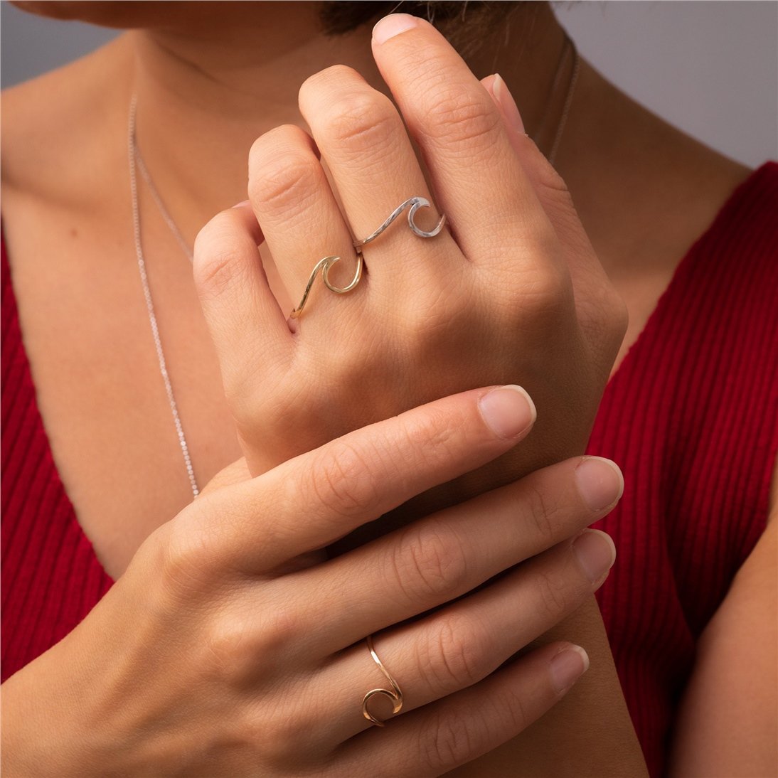 Goldstore-14K 18K Solid Gold Wave Ring, Dainty Minimalist Sea Wave Ring, Nautical Jewelry, Stackable Pura Vida Ring, Summer Jewelry, Gift For Her