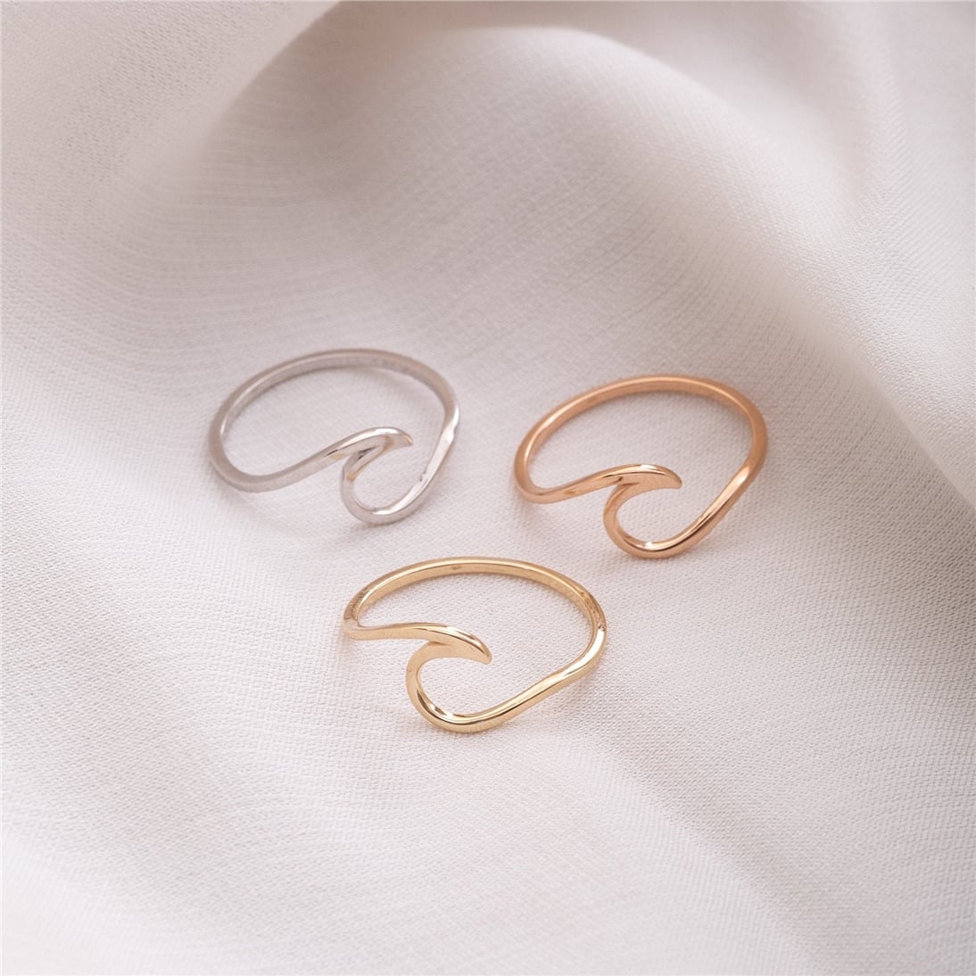 Goldstore-14K 18K Solid Gold Wave Ring, Dainty Minimalist Sea Wave Ring, Nautical Jewelry, Stackable Pura Vida Ring, Summer Jewelry, Gift For Her