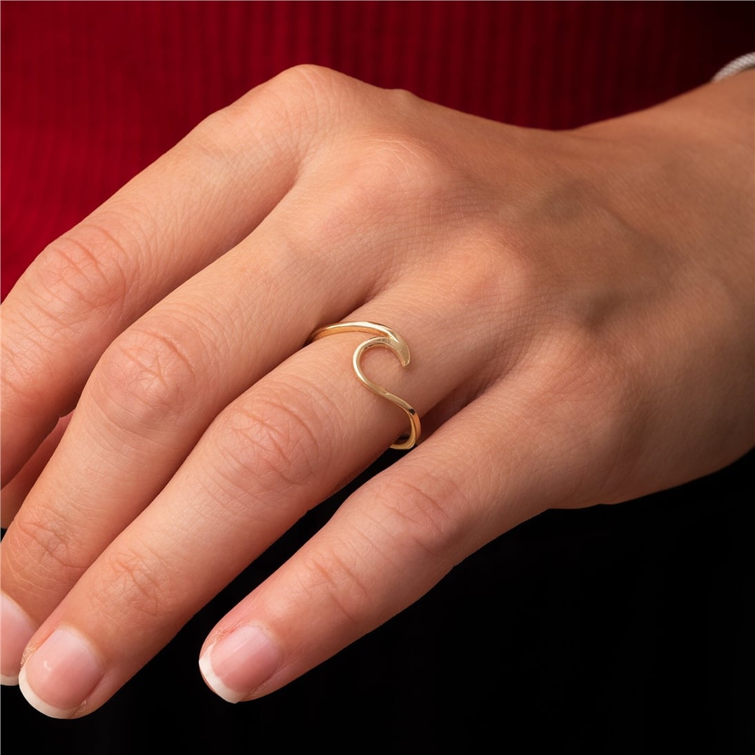 Goldstore-14K 18K Solid Gold Wave Ring, Dainty Minimalist Sea Wave Ring, Nautical Jewelry, Stackable Pura Vida Ring, Summer Jewelry, Gift For Her