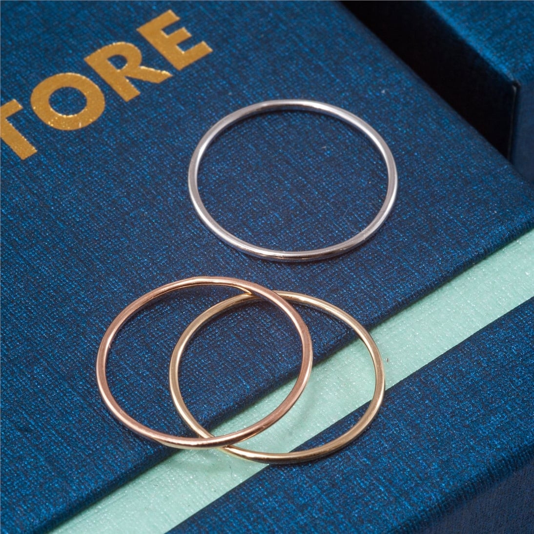 Goldstore-14K 18K Solid Thin Gold Band Ring, Solid Gold Smooth Band Ring, Single Double Triple Tiny Solid Gold Stacking Ring, Tiny Gold Knuckle Ring.