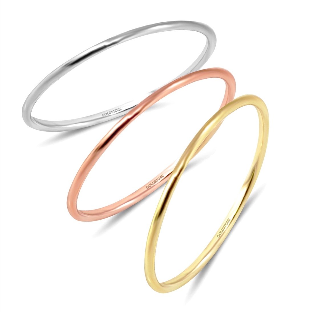 Goldstore-14K 18K Solid Thin Gold Band Ring, Solid Gold Smooth Band Ring, Single Double Triple Tiny Solid Gold Stacking Ring, Tiny Gold Knuckle Ring.