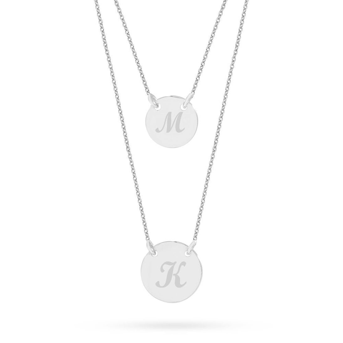 Goldstore-14K Gold Custom Initial Layering Medallion Necklace, Personalized Initial Layering Gold Necklace is a Great Gift For Her. Christmas Gift