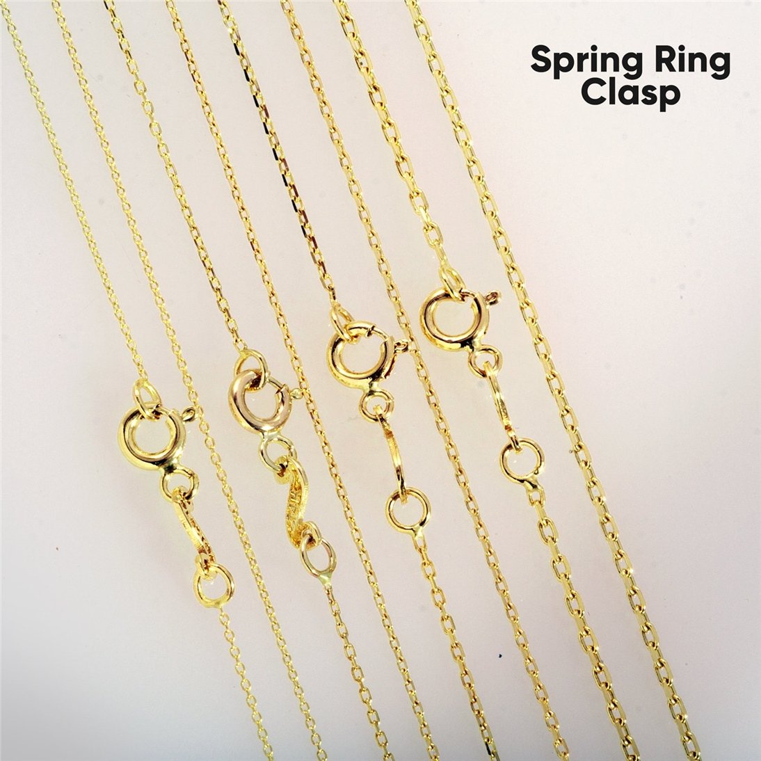 Goldstore-14k Solid Cable Chain, Real Gold Cable Chain Spring Ring Closure, Gold Tiny Chain Lobster Closure is Mothers Day Gift Valentine's Gift.
