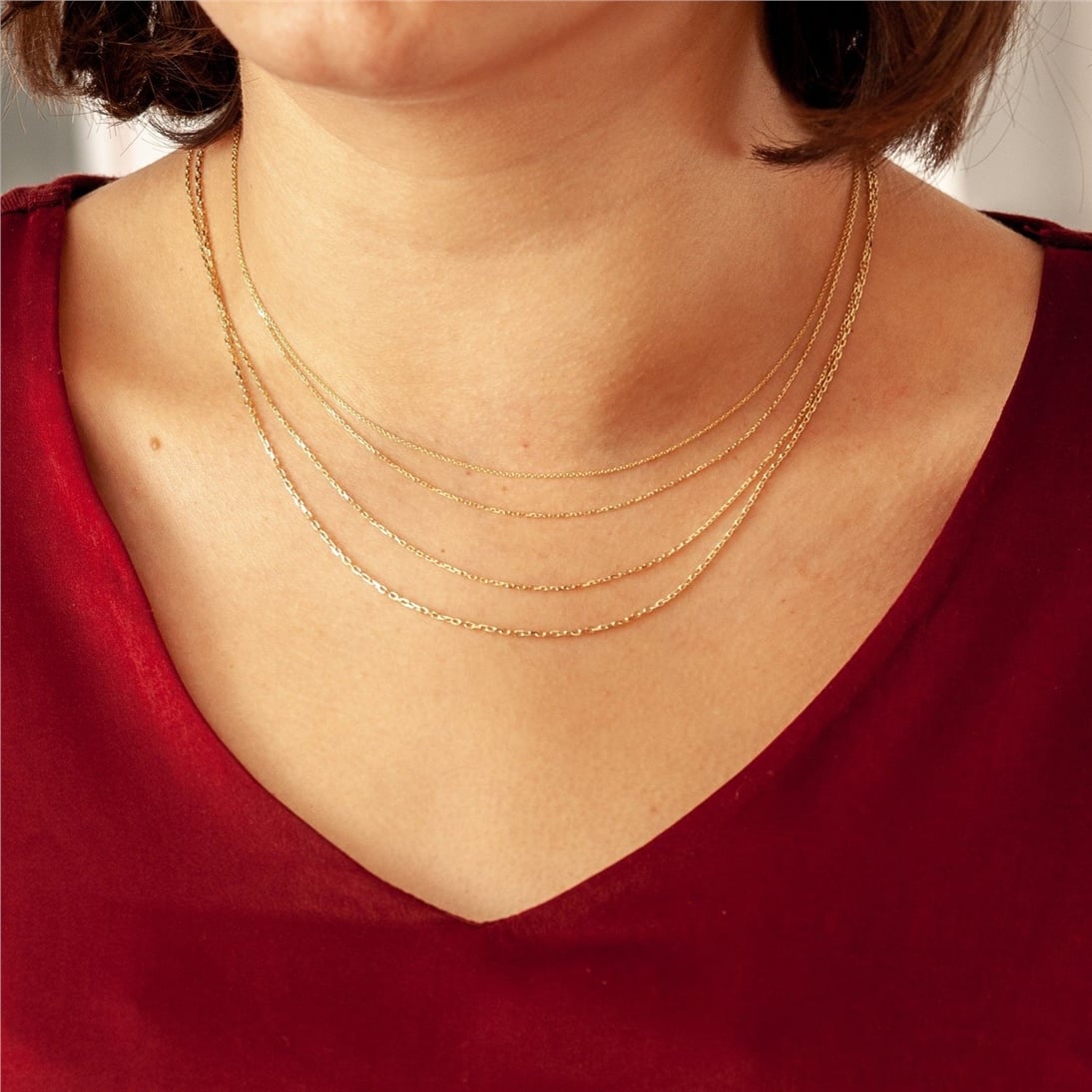 Goldstore-14k Solid Cable Chain, Real Gold Cable Chain Spring Ring Closure, Gold Tiny Chain Lobster Closure is Mothers Day Gift Valentine's Gift.