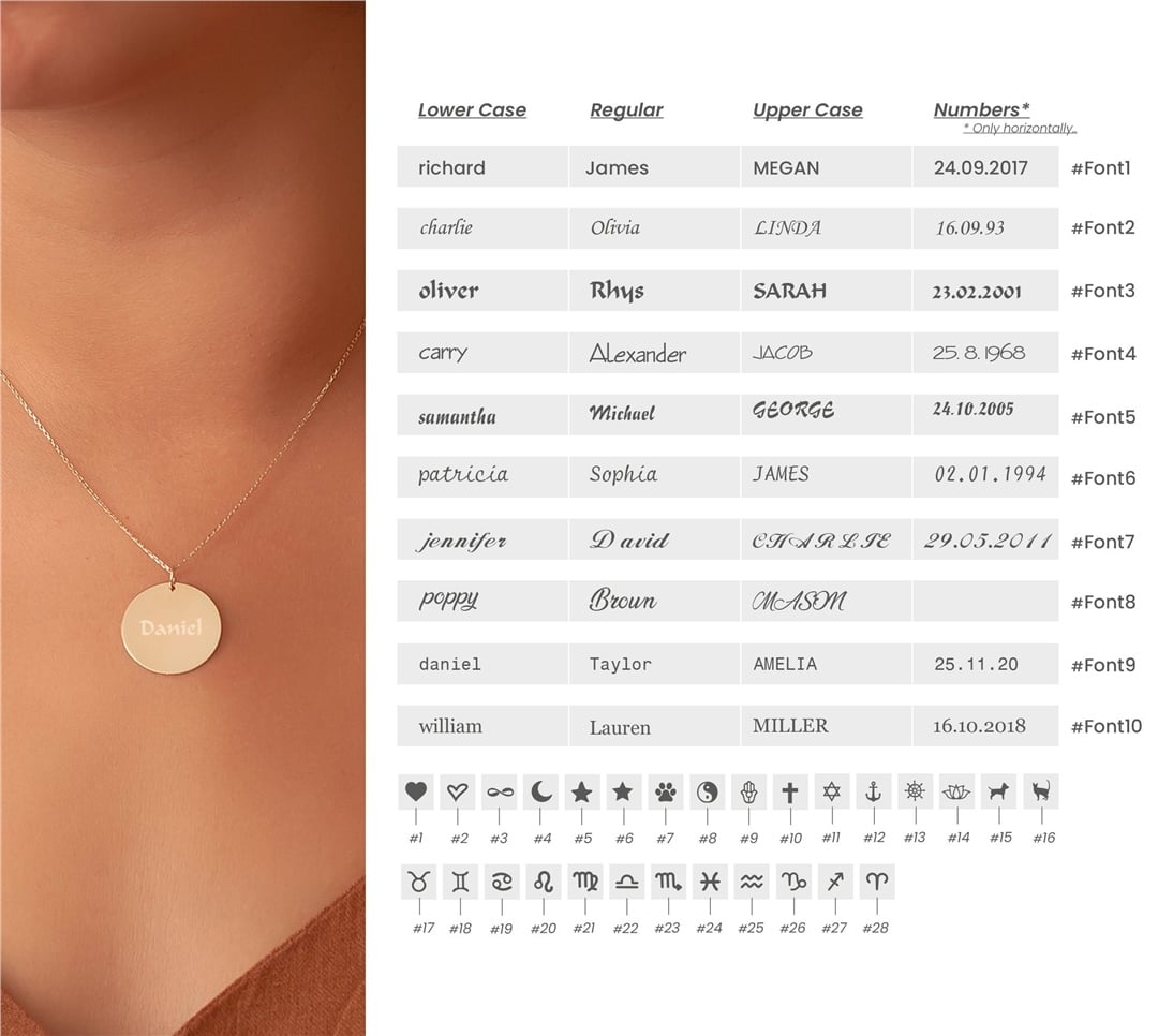 Goldstore-14K Solid Custom Engrave Disk Necklace, Personalized Dainty Solid Gold Charm Pendant, Real Gold 2 Side Engravable Multi Disc Pendant Gift