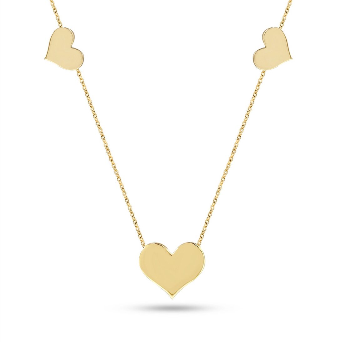 Goldstore-14K Solid Gold 1 Side Enamel Triple Butterfly Layered Necklace, Dainty Stars Gold Necklace is a Great Gift For Her. Enamel Hearts Necklace
