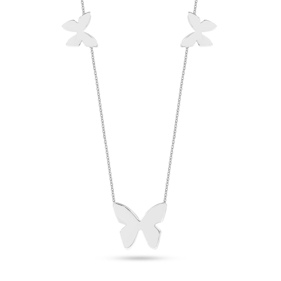 Goldstore-14K Solid Gold 1 Side Enamel Triple Butterfly Layered Necklace, Dainty Stars Gold Necklace is a Great Gift For Her. Enamel Hearts Necklace