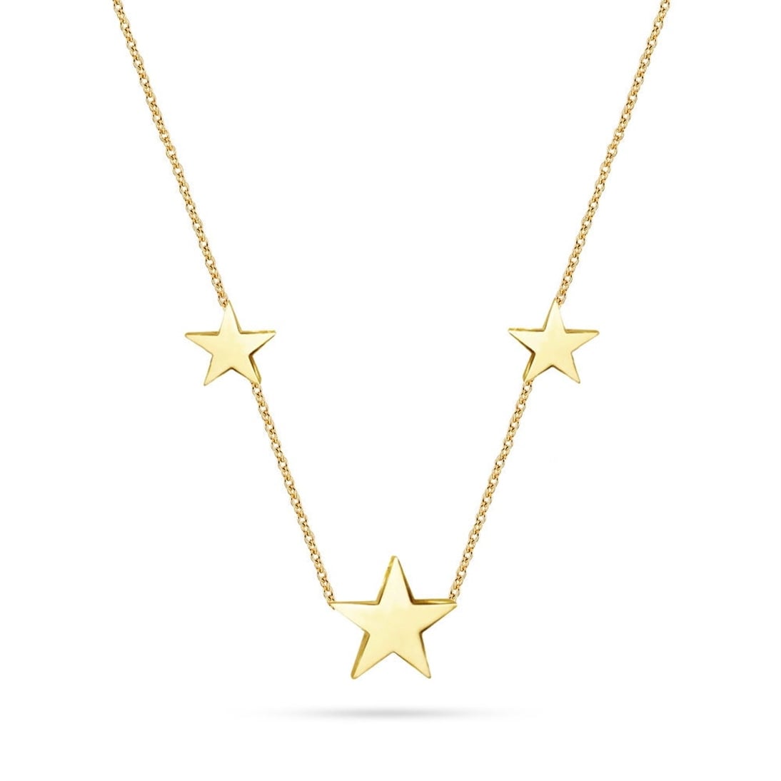 Goldstore-14K Solid Gold 1 Side Enamel Triple Butterfly Layered Necklace, Dainty Stars Gold Necklace is a Great Gift For Her. Enamel Hearts Necklace