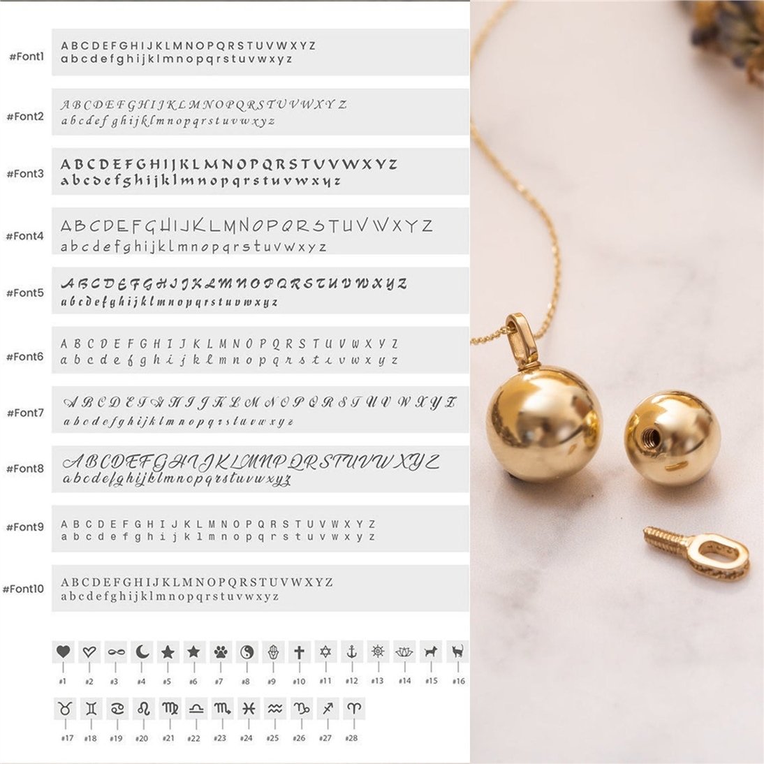 Goldstore-14K Solid Gold Ball Cremation Urn Necklace, Custom Ball Urn Charm, Plain Bail or CZ Bail, Memorial Funeral Necklace For Ashes