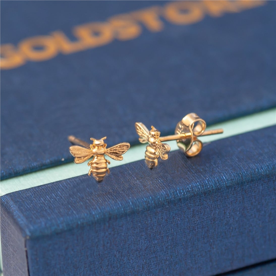 Goldstore-14k Solid Gold Bee Studs Earrings, White or Rose or Yellow Gold Bee Earrings, Bumble Bee Stud Gold Earrings, Honey Bee Earrings Gift For Her