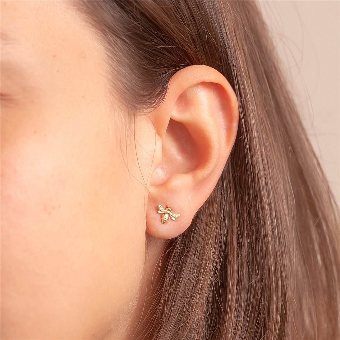 Goldstore-14k Solid Gold Bee Studs Earrings, White or Rose or Yellow Gold Bee Earrings, Bumble Bee Stud Gold Earrings, Honey Bee Earrings Gift For Her