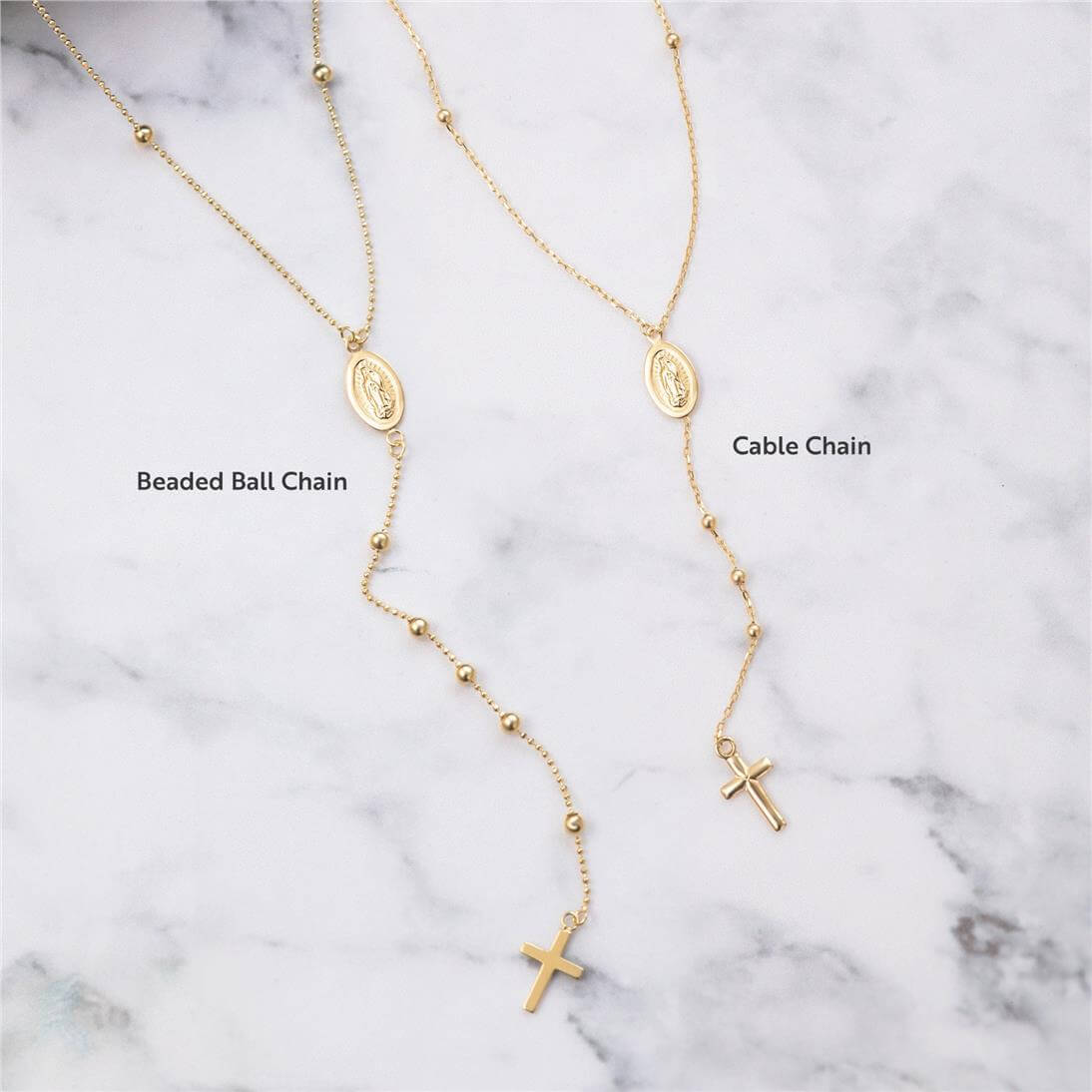 Goldstore-Catholic Rosary Lariat Necklace