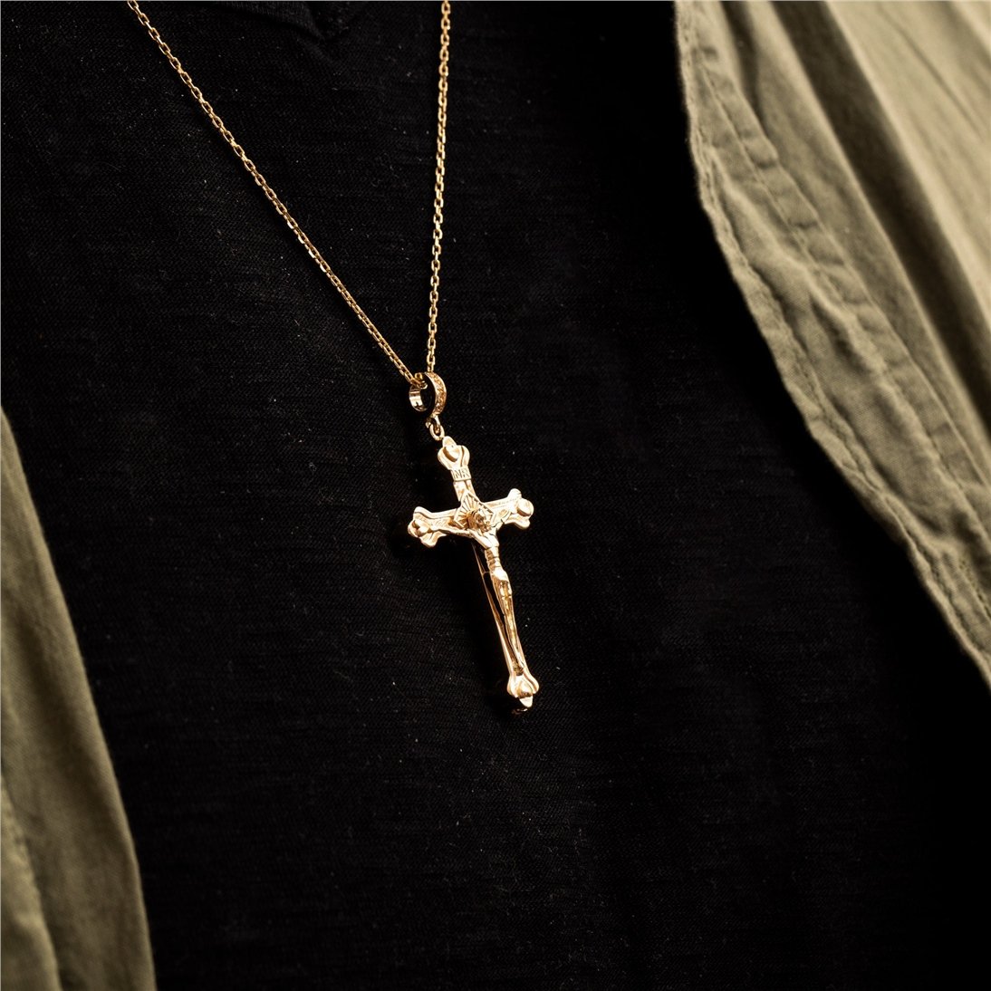Goldstore-14K Solid Gold Custom Cremation Urn Jesus Crucifix Necklace, Memorial Keepsake Funeral Necklace, Personalized Ash Holder Cross Pendant
