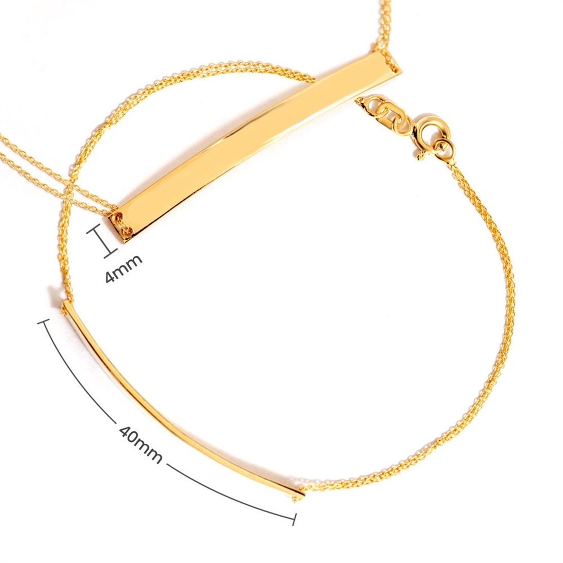 Goldstore-14k Solid Gold Custom Name Bar Bracelet, Engrave Name Date Coordinate Long Gold Bar Bracelet, Dainty Personalized Name Bracelet Gift for Her