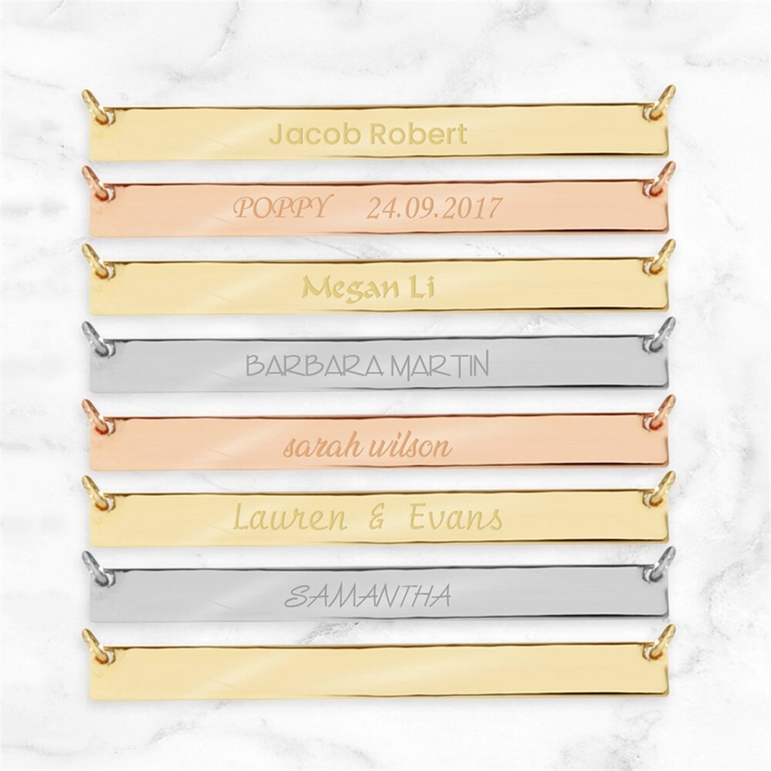 Goldstore-14k Solid Gold Custom Name Bar Necklace, Elegant Personalized Long Bar Bff Necklace is a Great Gift For Her, Christmass Valentine's Gift
